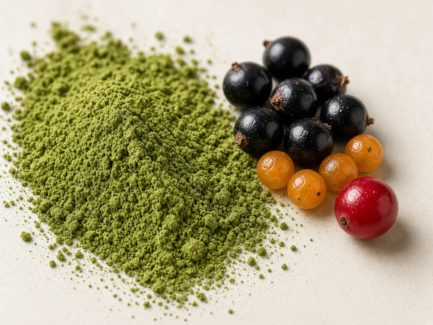 Растительная основа, ягоды и зелень крупным планом