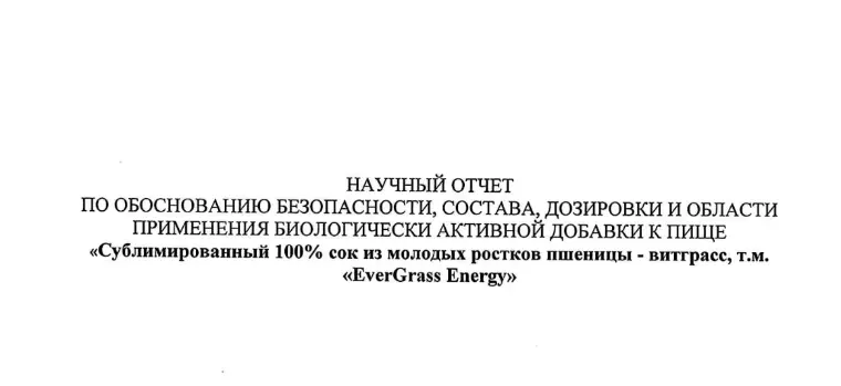 Фрагмент первой страницы научного отчёта EverGrass Energy